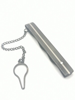 Stainless steel black tie clip bar with stone