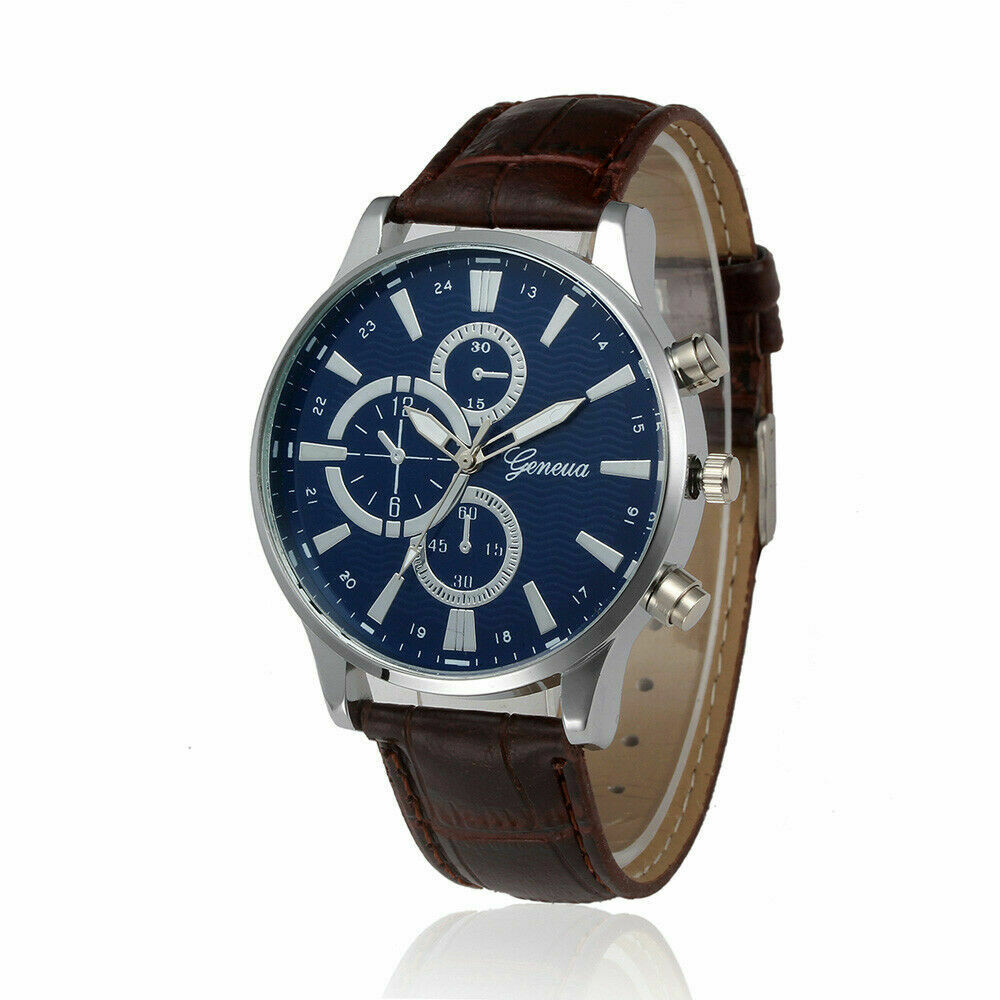 Geneva mens leather wristwatch