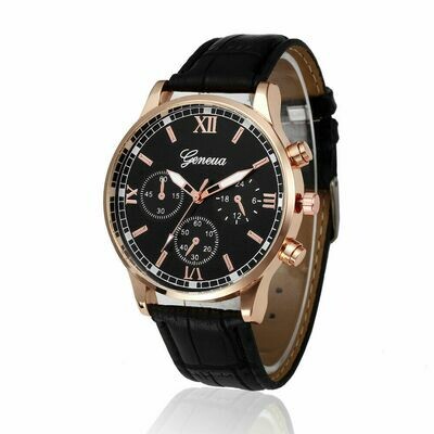 Geneva mens leather wristwatch