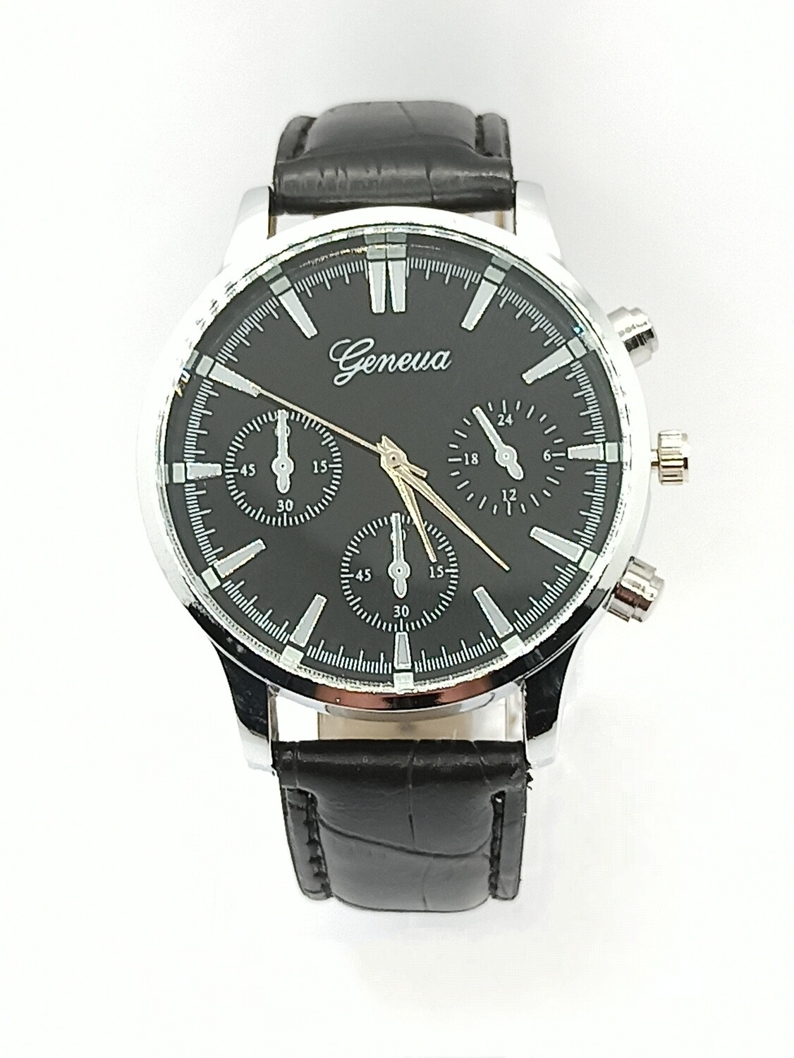 Geneva mens leather wristwatch
