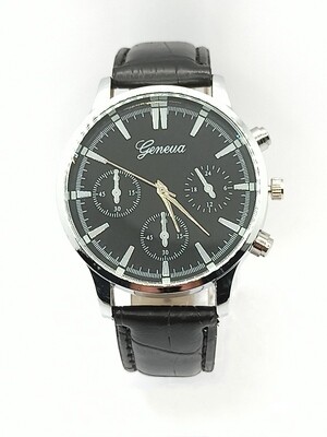 Geneva mens leather wristwatch