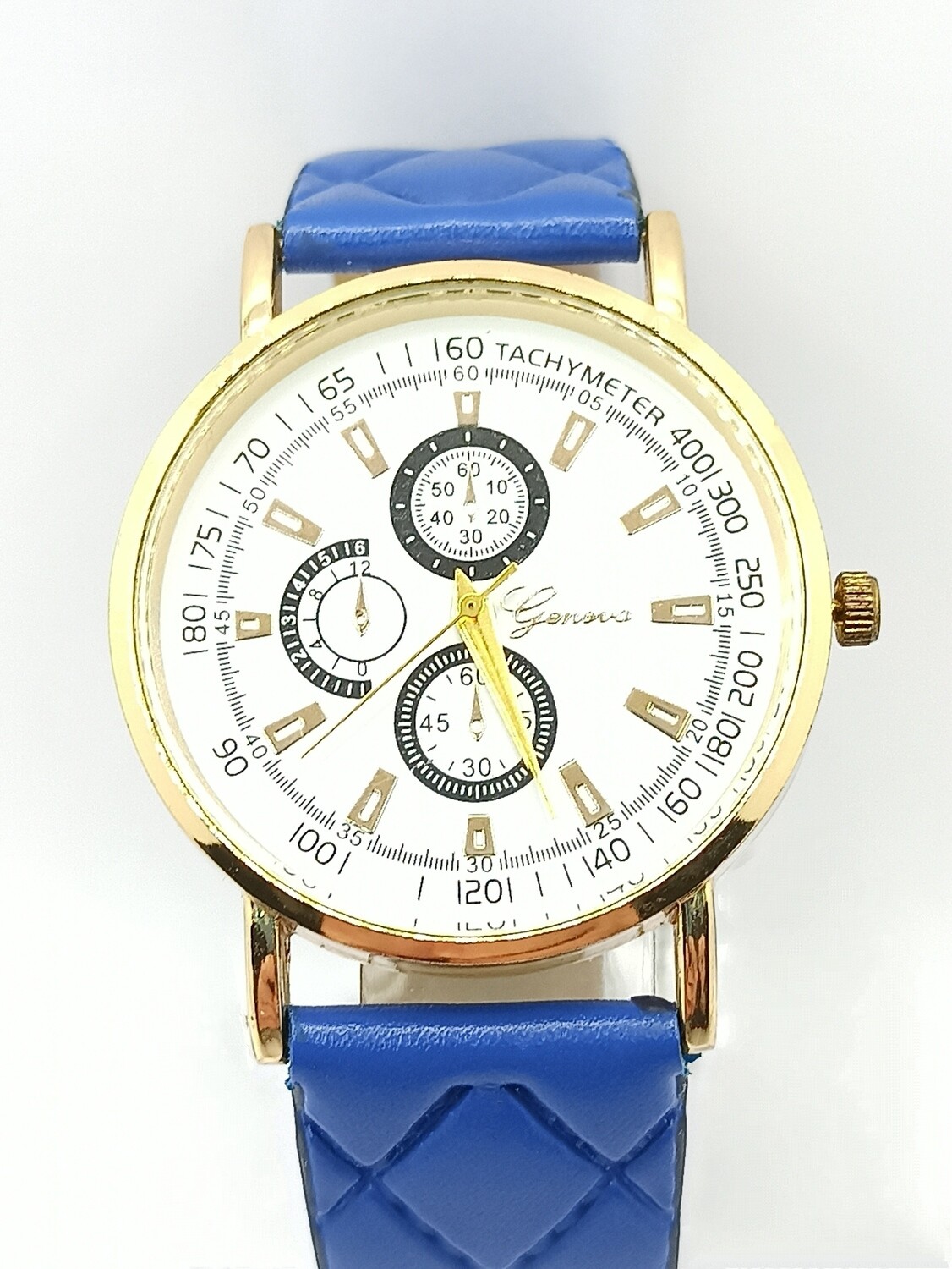 Geneva leather gold case wristwatch
