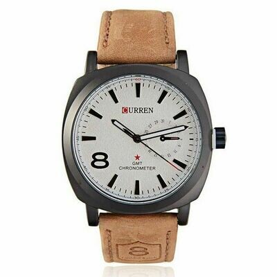 CURREN mens leather wristwatch brown leather
