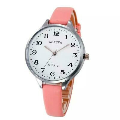 Geneva skinny leather numerous wristwatch