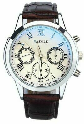 YAZOLE leather wristwatch white and black