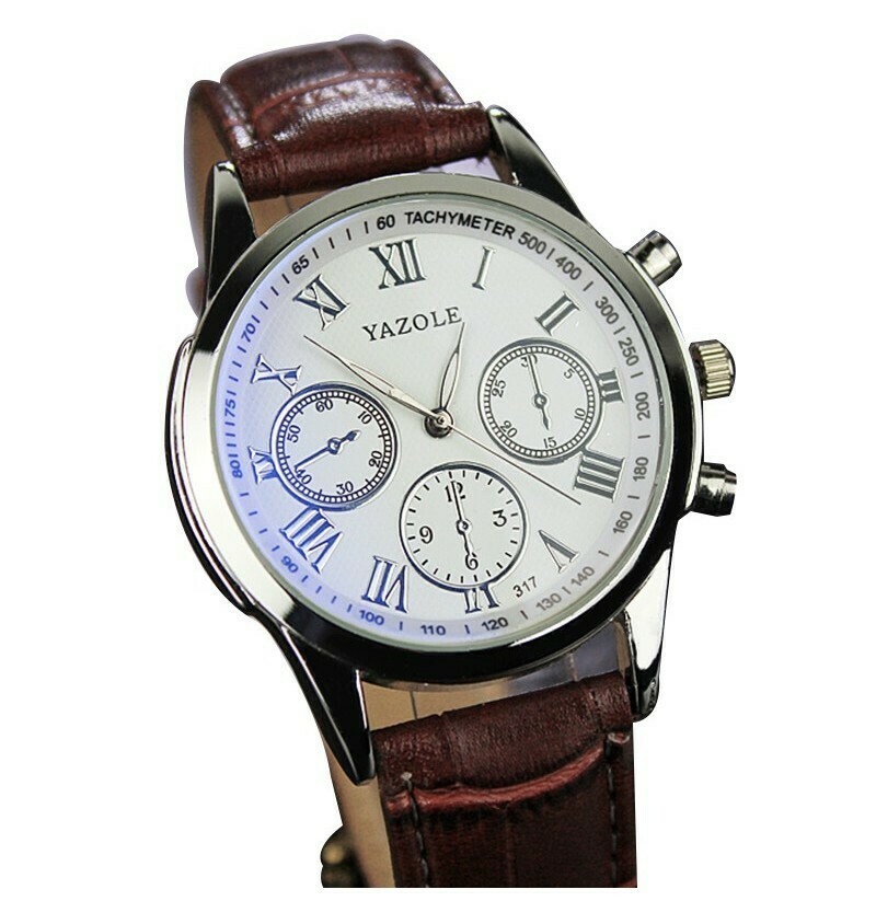YAZOLE leather wristwatch white and black, COLOR: 1 White face
