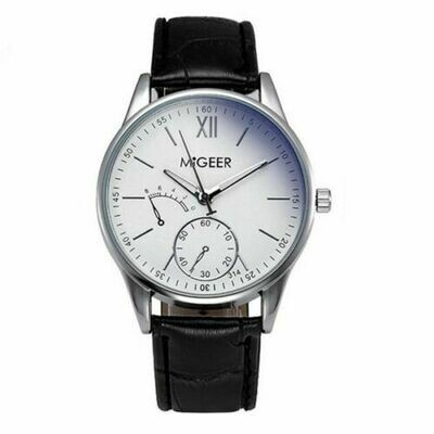 MIGEER  leather wristwatch analog dial quartz