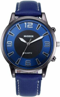 MIGEER leather wristwatch black or blue