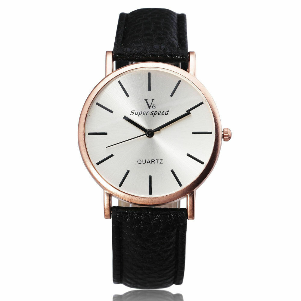 V6 leather wristwatch