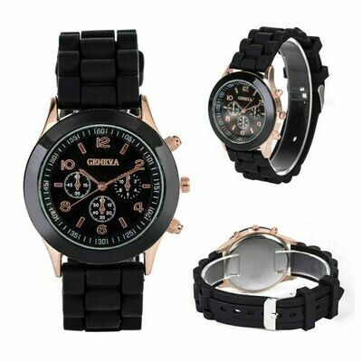 Geneva silicone rose gold case wristwatch