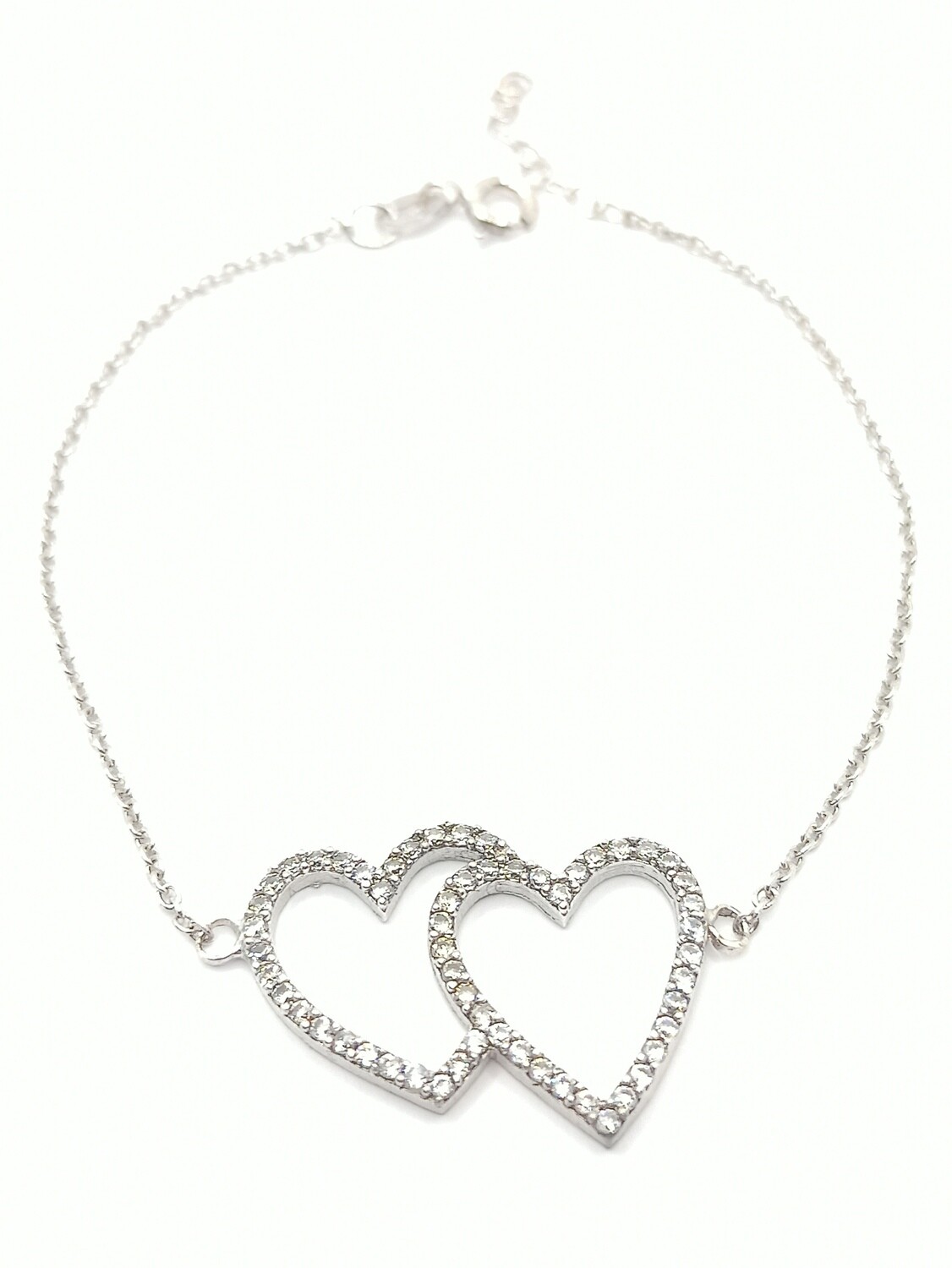 Silver 925 heart stone hand bracelet