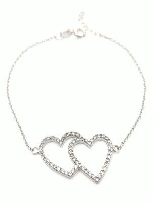 Silver 925 heart stone hand bracelet