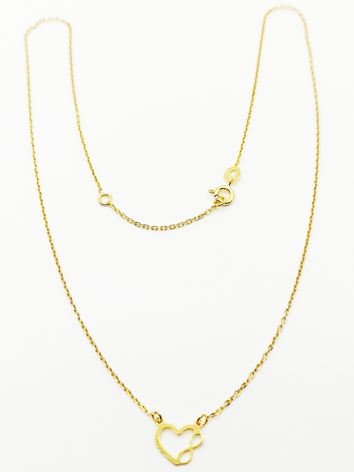 Silver 925 love heart infinity gold necklace