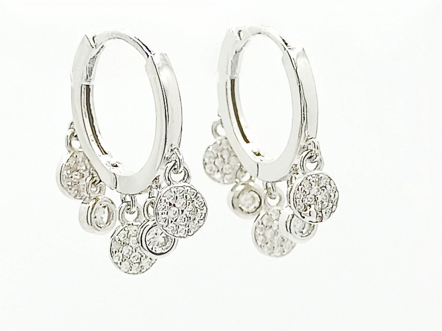 Silver 925 round or heart elements hoop earrings