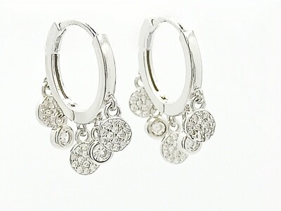 Silver 925 round or heart elements hoop earrings