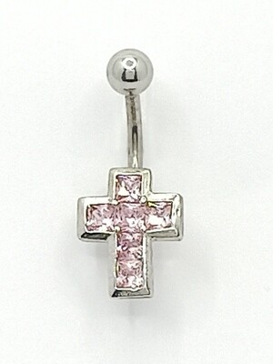 316L surgical steel cross belly ring