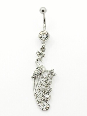 316L surgical steel peacock belly ring