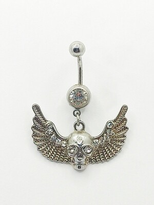 316L surgical steel skull &amp; wings Belly ring