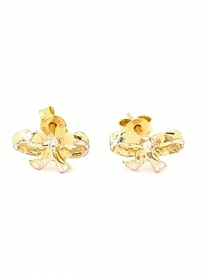 Silver 925 ribbon gold or rose stud earrings