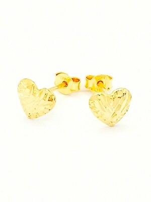 Silver 925 heart gold or rose stud earrings