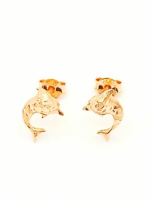 Silver 925 dolphin rose stud earrings