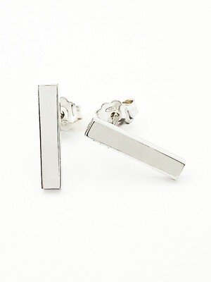 Silver 925 rectangle rod stud earrings