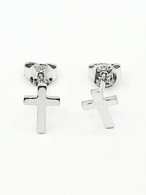 Silver 925 cross small stud earrings