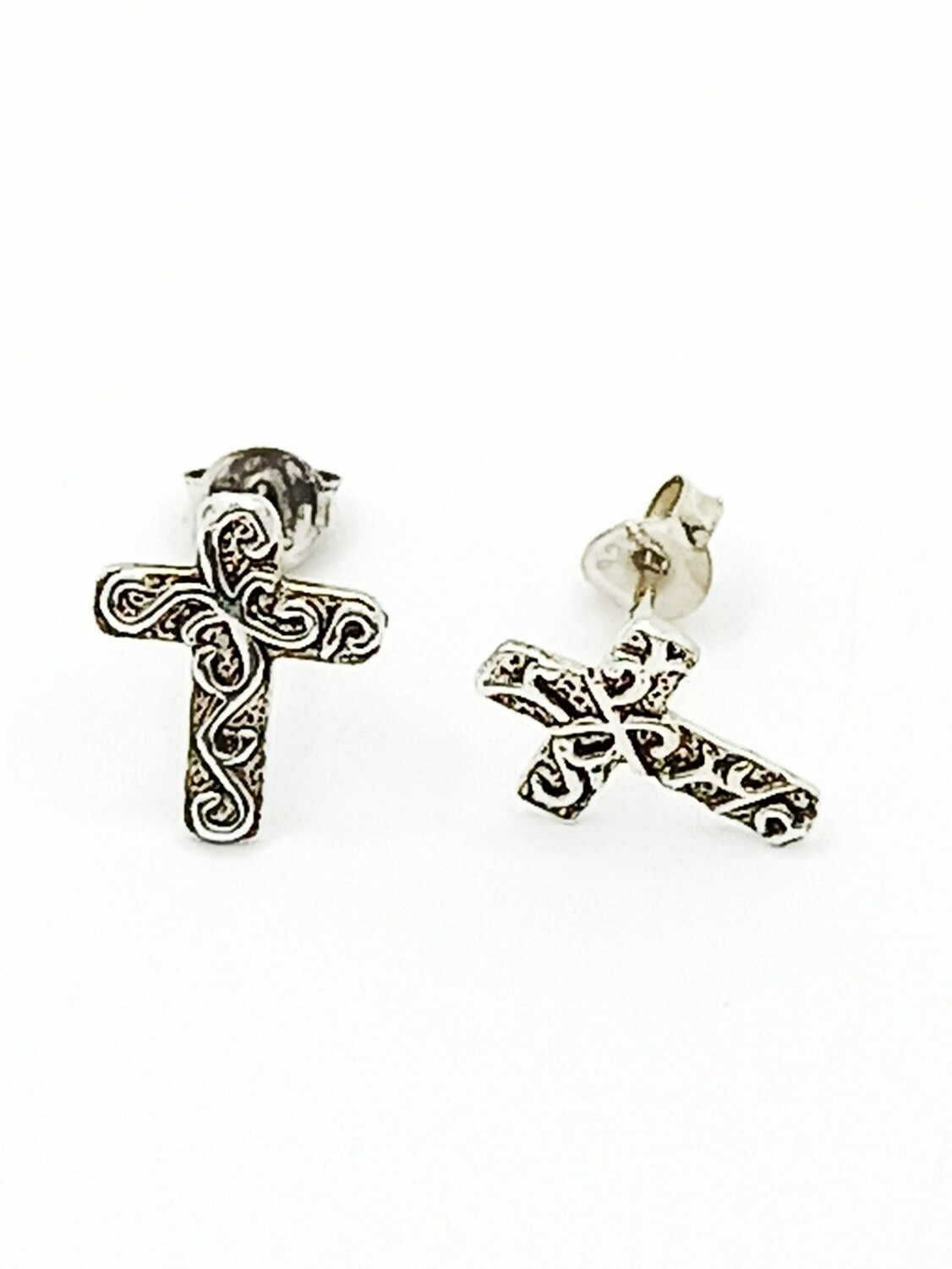 Silver 925 cross small stud earrings