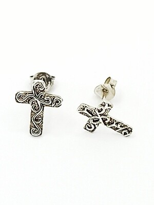 Silver 925 cross small stud earrings