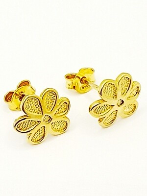 Silver 925 gold or rose flower stud earrings