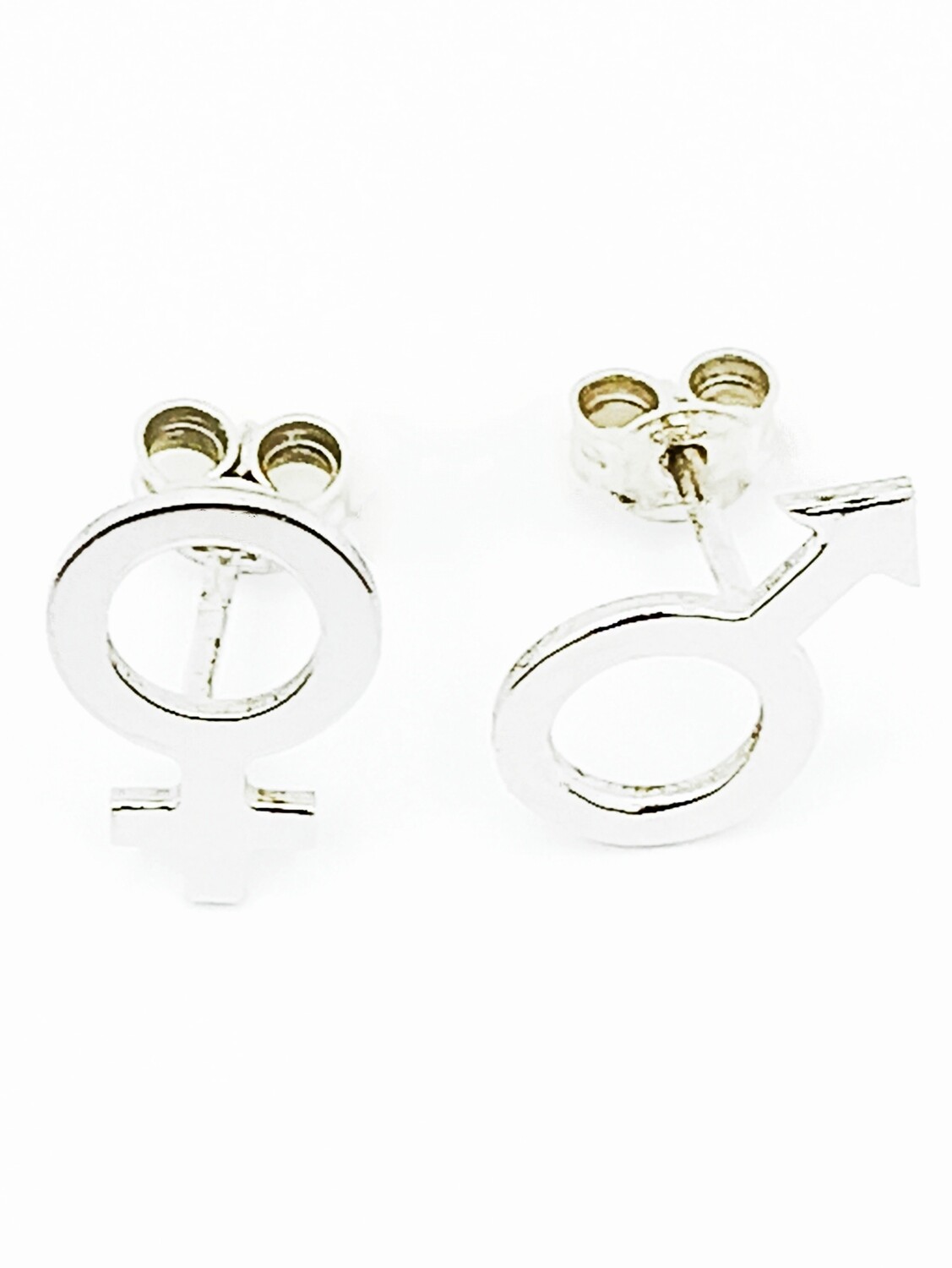 Silver 925 male-female stud earrings
