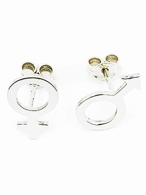 Silver 925 male-female stud earrings
