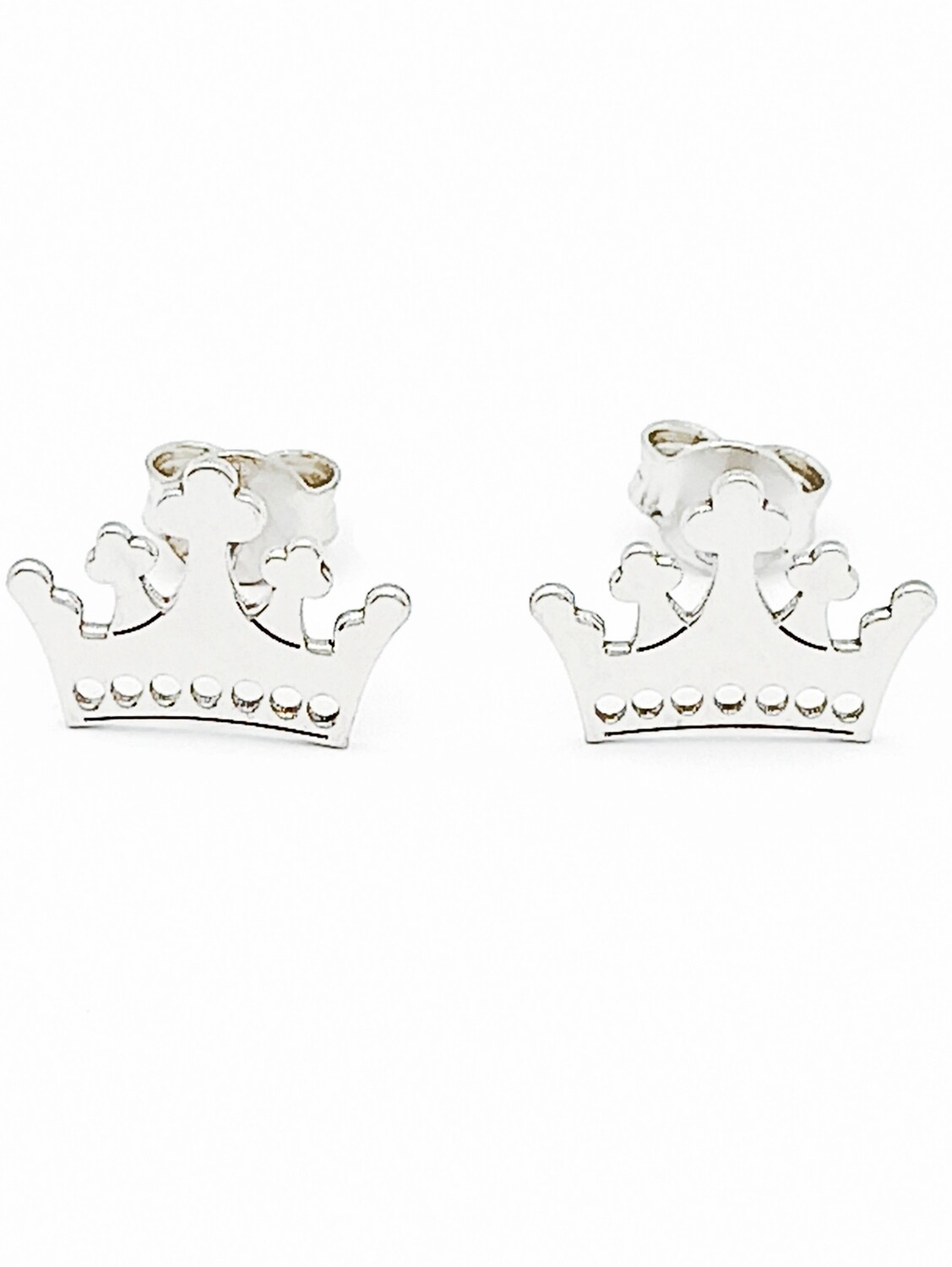 Silver 925 crown stud earrings