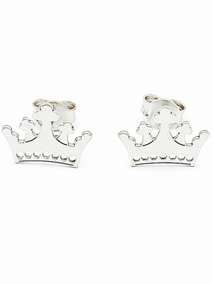 Silver 925 crown stud earrings