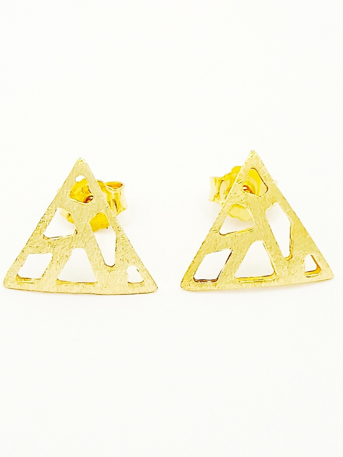 Silver 925 triangle gold stud earrings