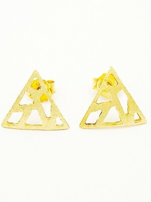 Silver 925 triangle gold stud earrings