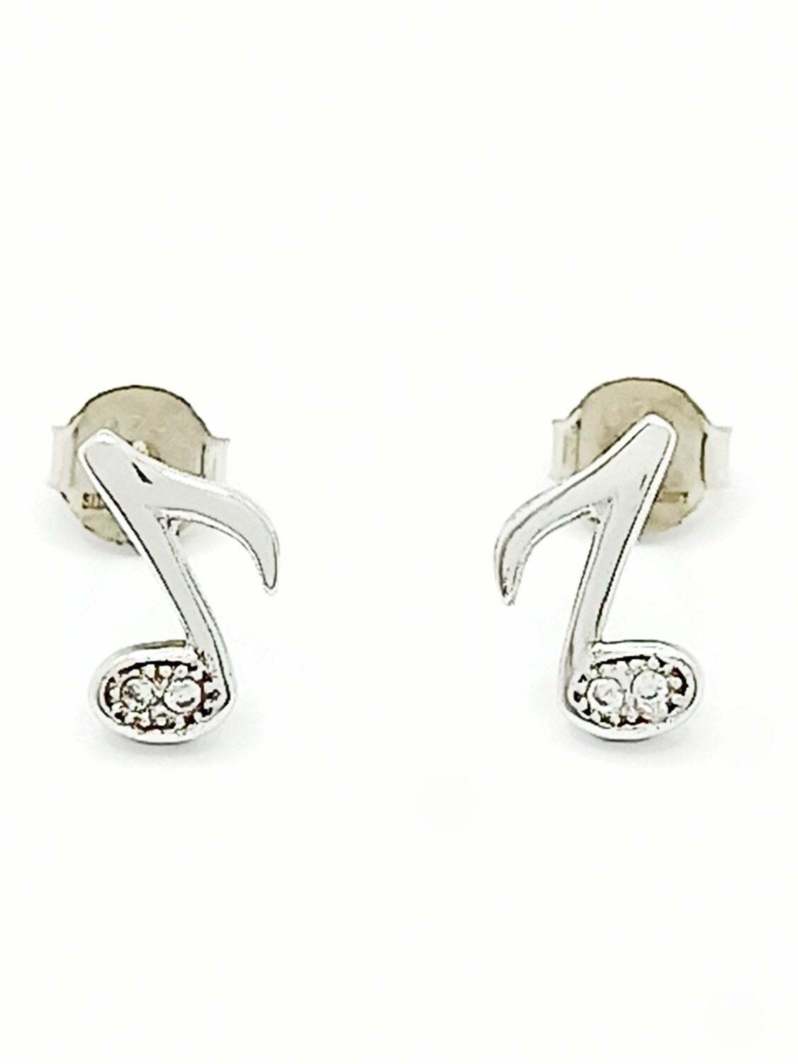 Silver 925 music note stud earrings