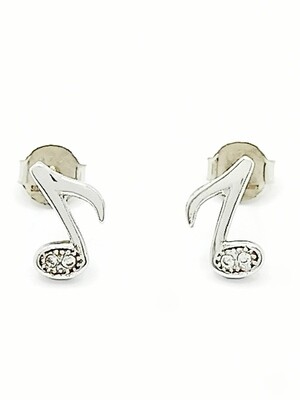 Silver 925 music note stud earrings