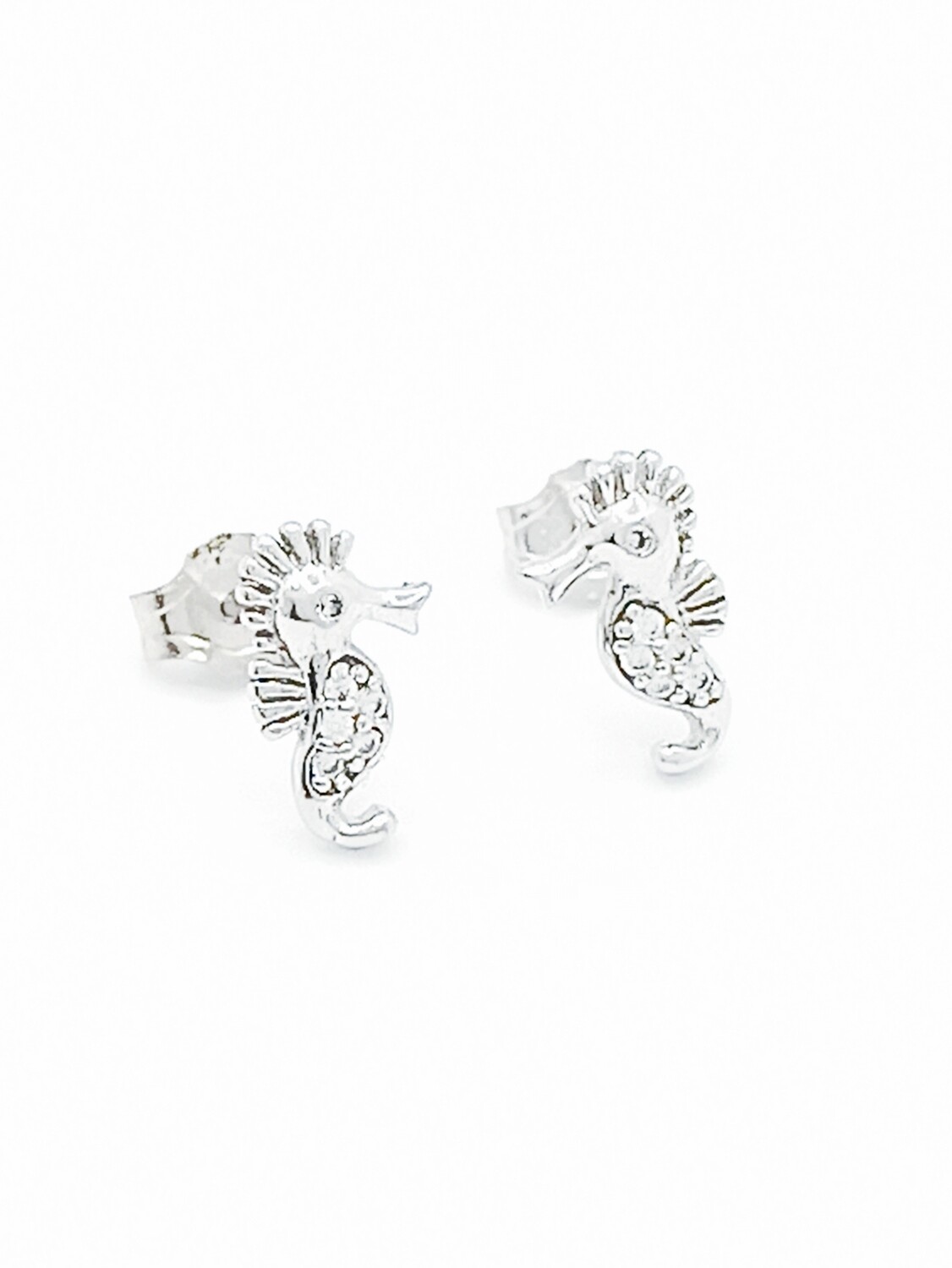 Silver 925 sea horse (hippocampus) design stud earrings