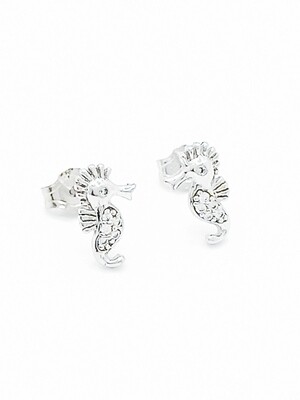 Silver 925 sea horse (hippocampus) design stud earrings