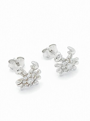Silver 925 crab white stone stud earrings