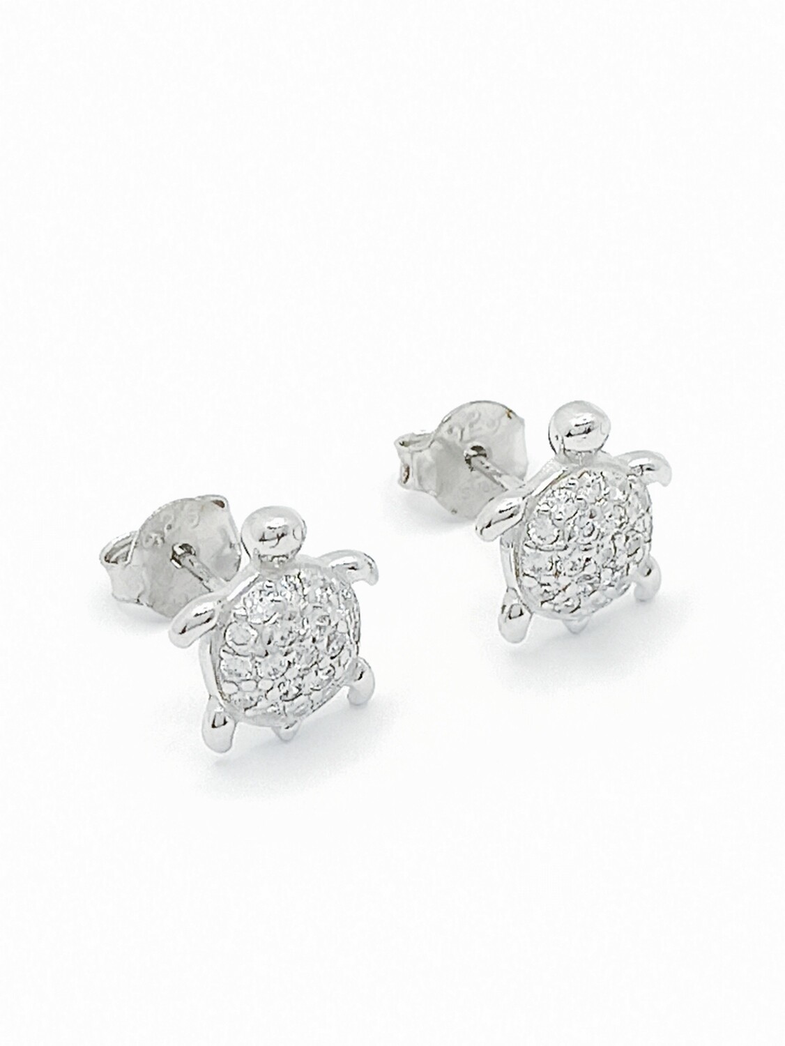 Silver 925  turtle white stone stud earrings