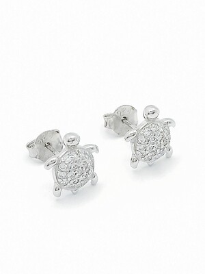 Silver 925  turtle white stone stud earrings