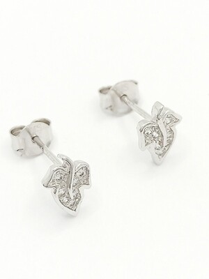 Silver 925 leaf design stud earrings white stone