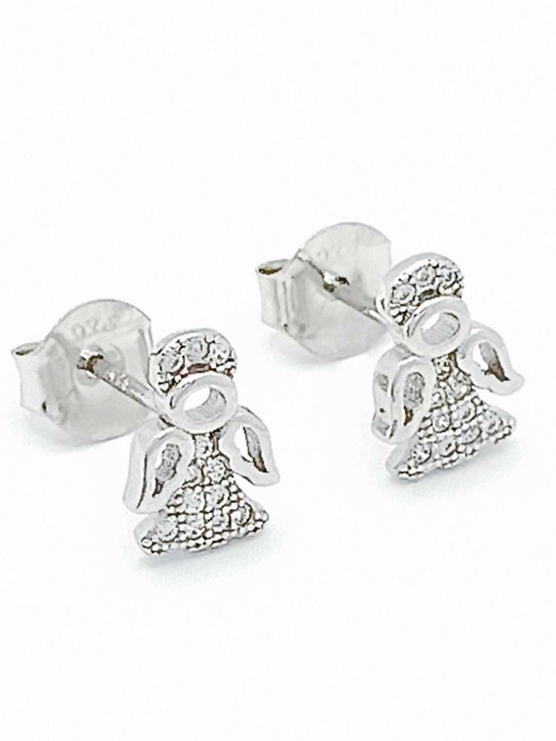 Silver 925 stone angel stud earrings