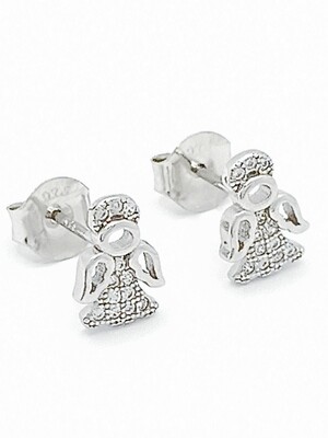 Silver 925 stone angel stud earrings