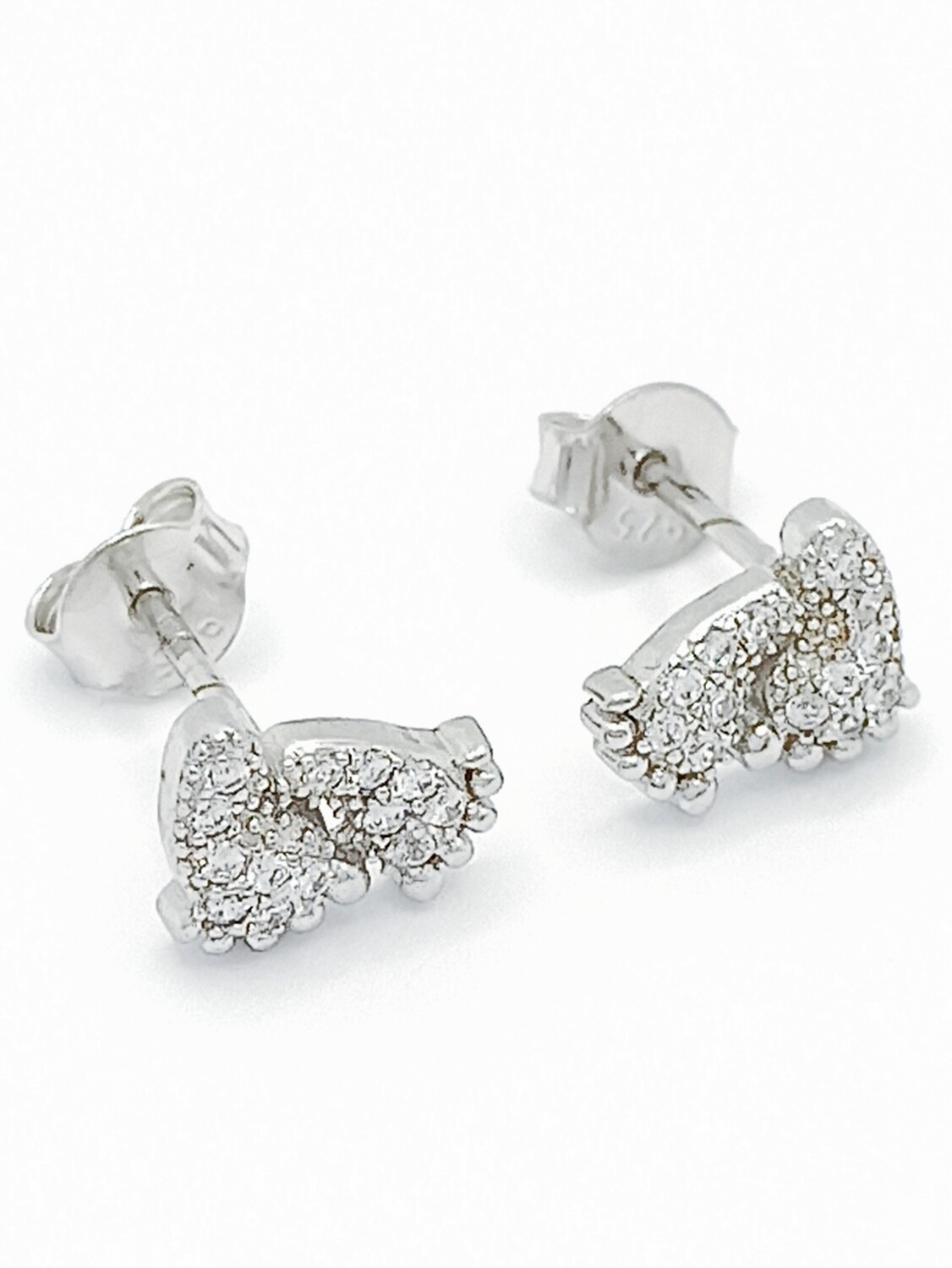 Silver 925 feet white stone stud earrings