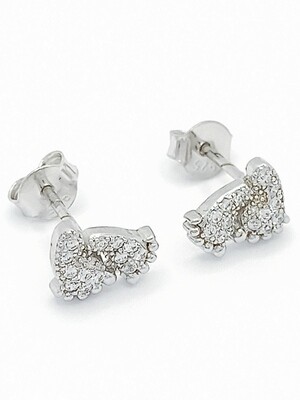 Silver 925 feet white stone stud earrings