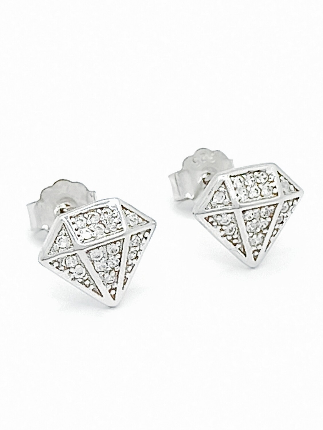 Silver 925 diamond white stone stud earrings