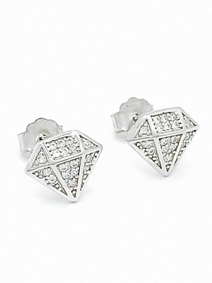 Silver 925 diamond white stone stud earrings